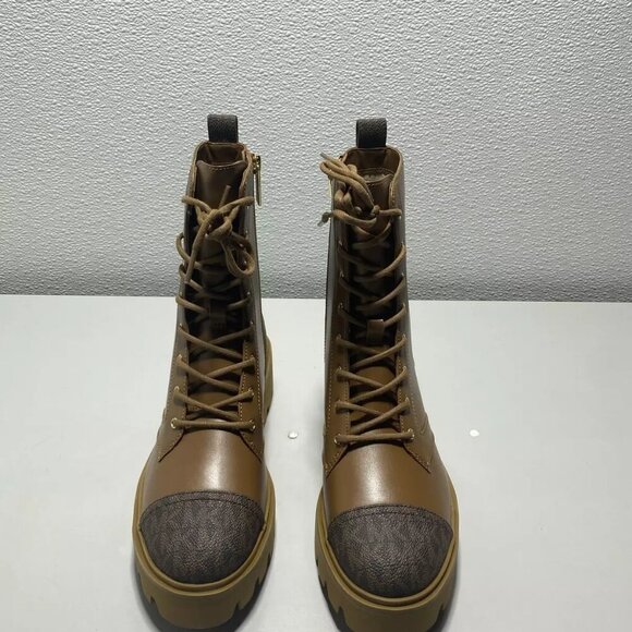 NEW MICHAEL KORS Weiss Combat Bootie Faux Leather Women's Size 6.5 Tall Brown - Picture 4 of 6